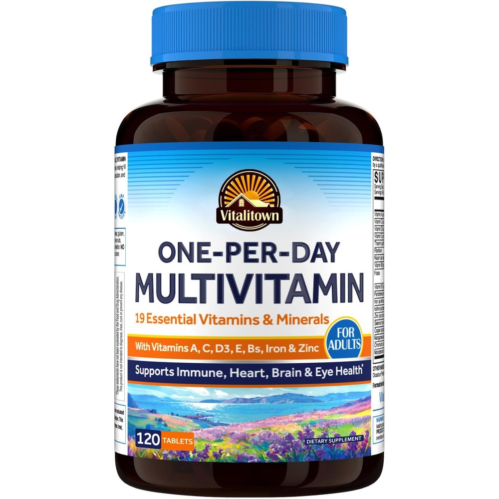 Vitalitown Multivitamin for Women And Men With Iron Zinc Vitamin D3 A C B E 19 Key Nutrients 120 Tablets