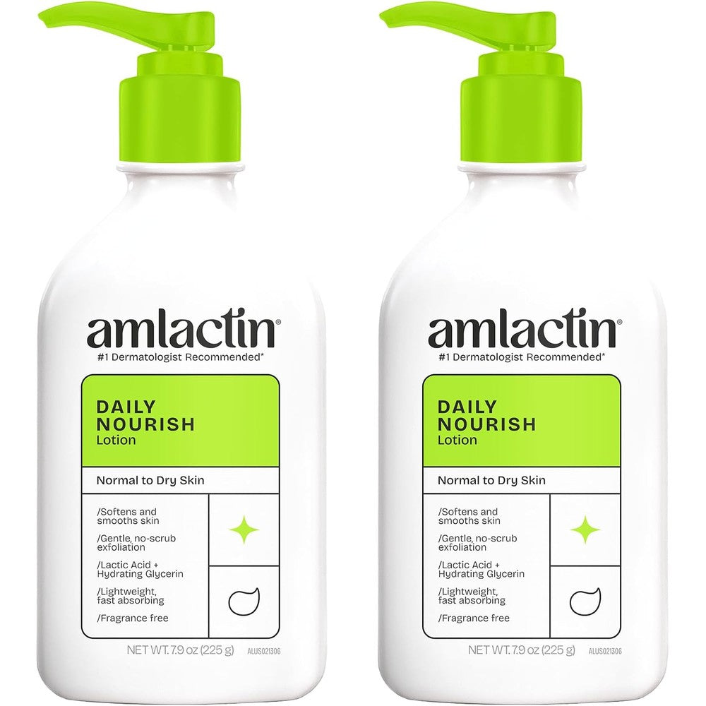 AmLactin Daily Nourish Body Lotion 12% Lactic Acid Twin Pack 7.9 Ounces