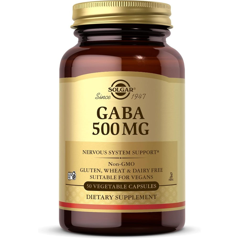 Solgar GABA 500 mg 50 Vegetable Capsules Relaxation And Nervous System Support