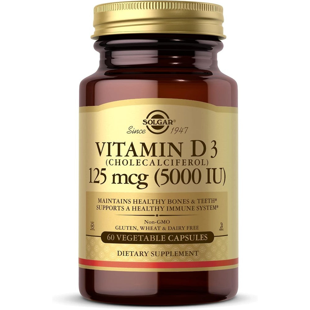 Solgar Vitamin D3 Cholecalciferol 125 Mcg 5000 IU 60 Vegetable Capsules