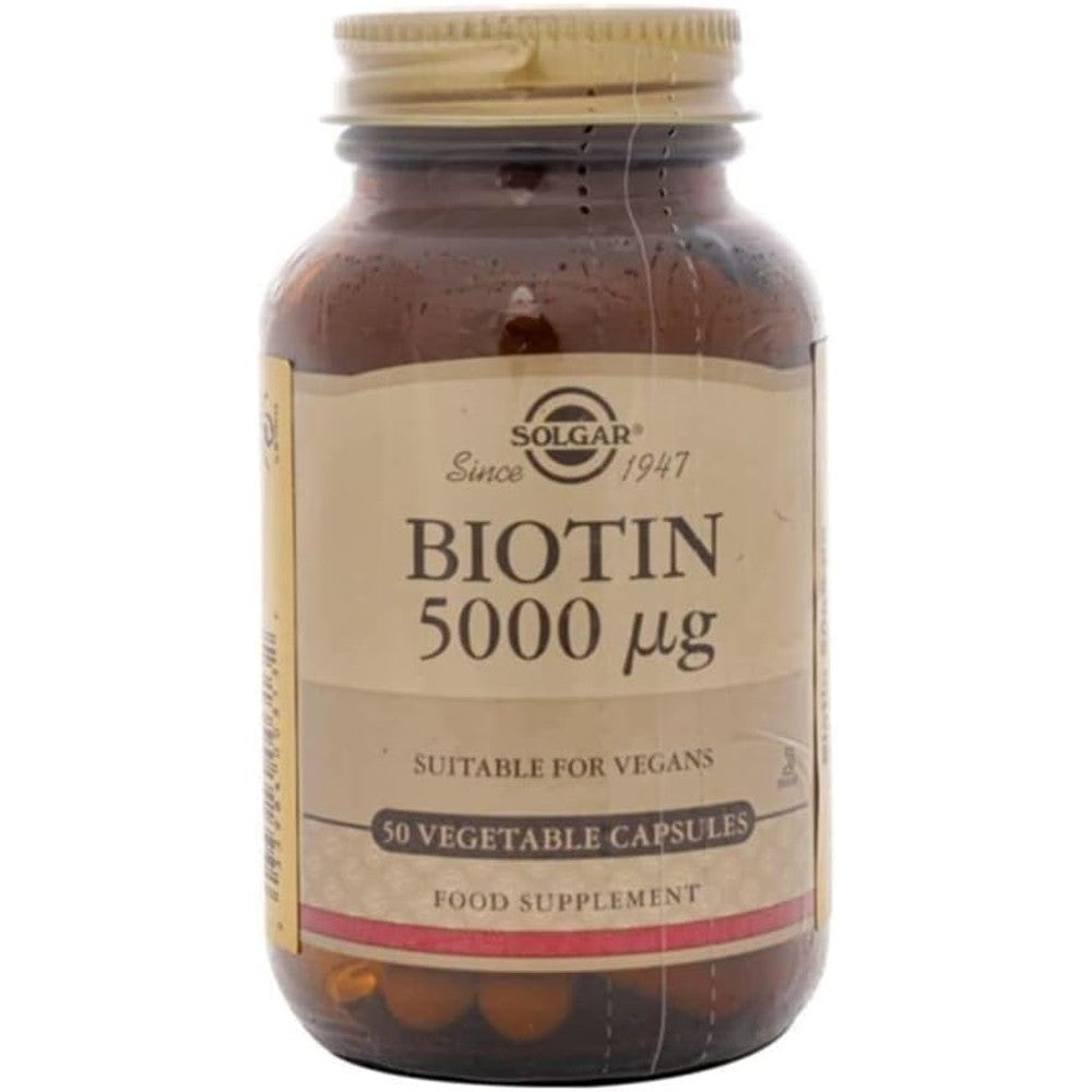 Solgar Biotin 5000 Mcg 50 Vegetable Capsules For Healthy Skin Hair And Nails