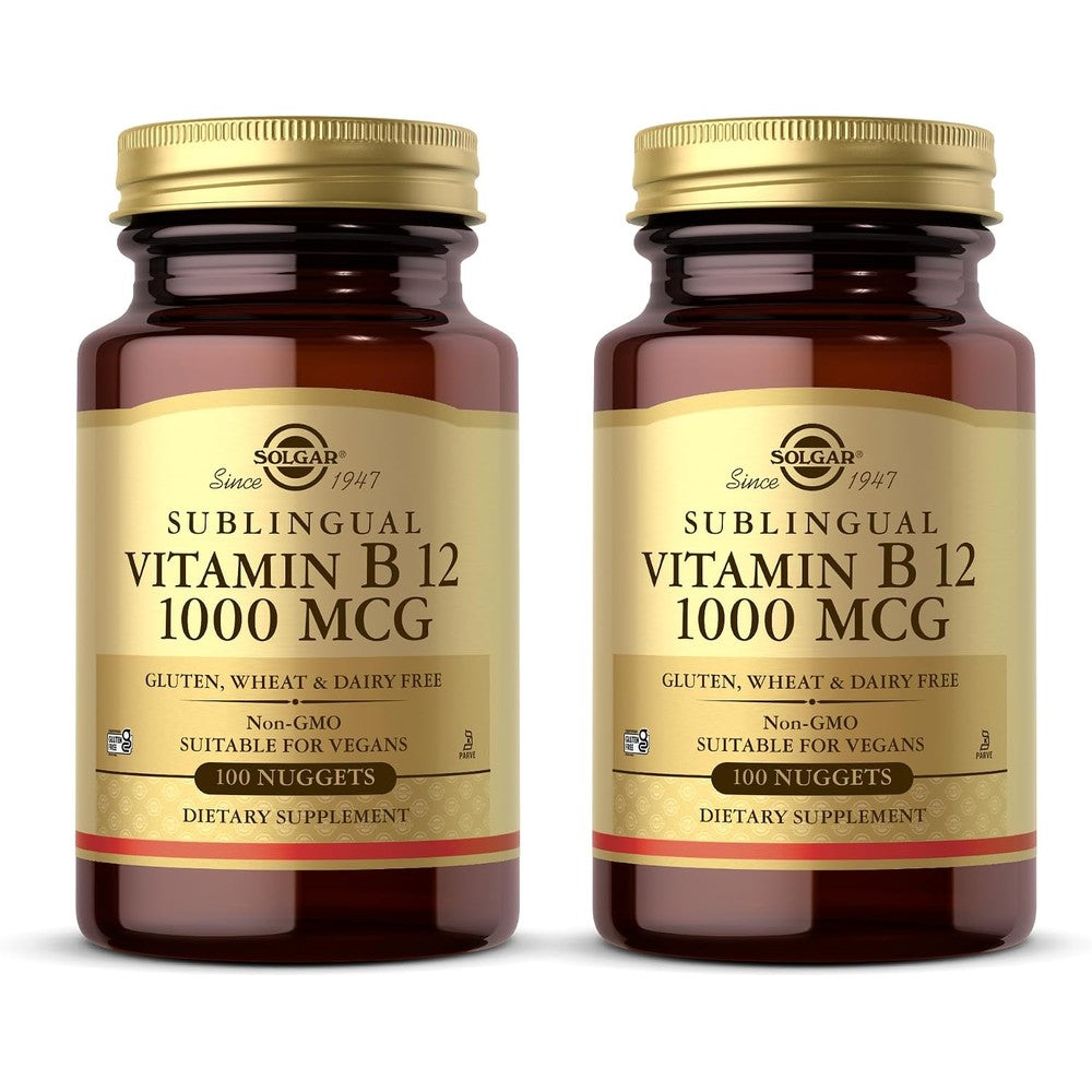 Solgar Sublingual Vitamin B12 1000 mcg 250 Nuggets Pack Of 2 Total 500 Servings Non-GMO Vegan Gluten Free Dairy Free Kosher