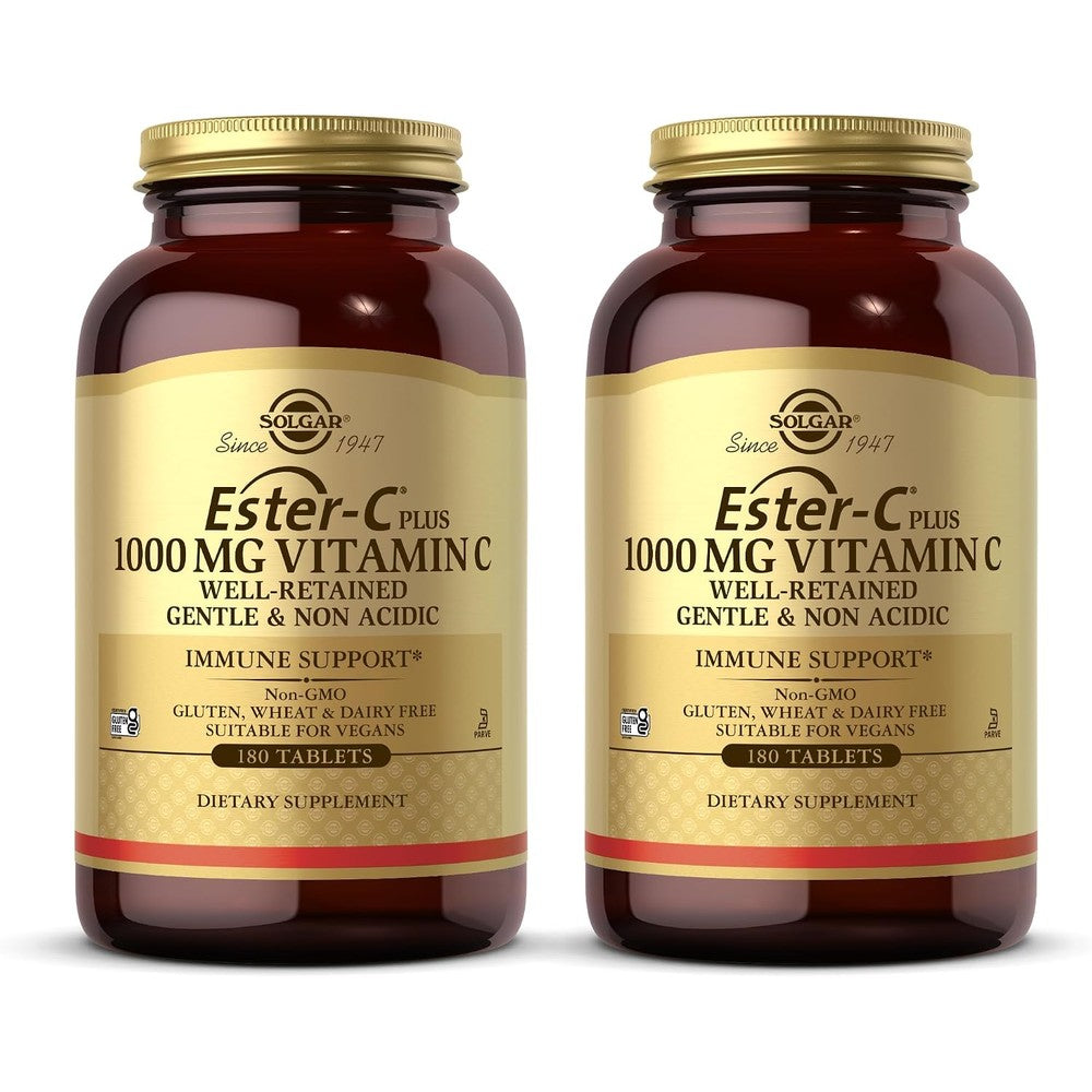 Solgar Ester-C Plus 1000 Milligrams Vitamin C Ascorbate Complex 180 Tablets Pack Of 2