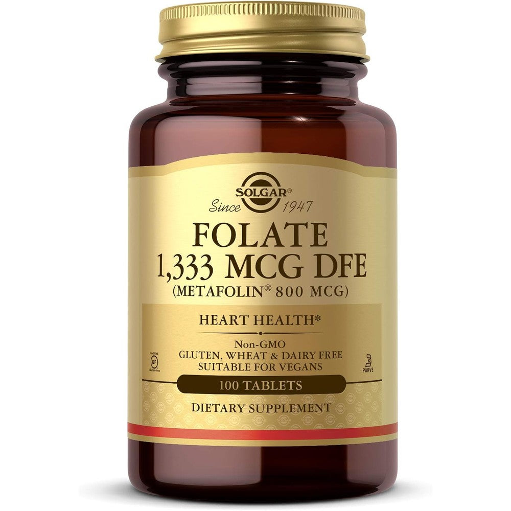 Solgar Folate 1,333 Mcg Dfe Metafolin 800 Mcg 100 Tablets Prenatal Vitamin Non Gmo Gluten Free Kosher