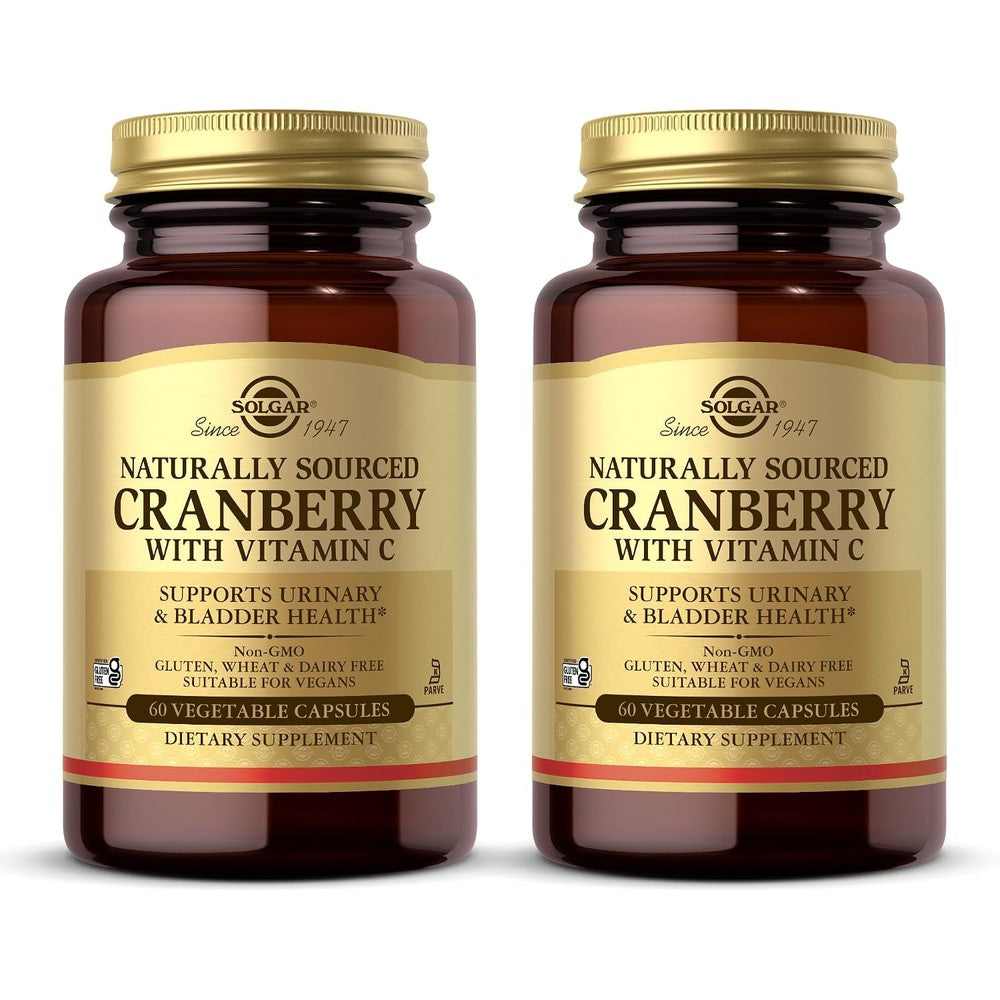 Solgar Cranberry with Vitamin C Vegetable Capsules 60 Count Pack of 2 Urinary and Bladder Health Supplement