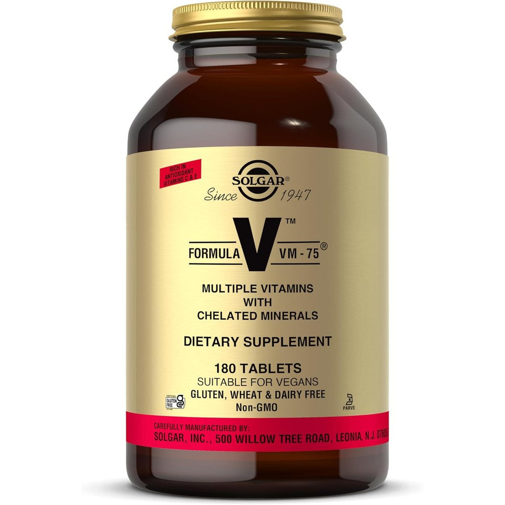 Solgar Formula VM-75 Multivitamin With Chelated Minerals 180 Tablets