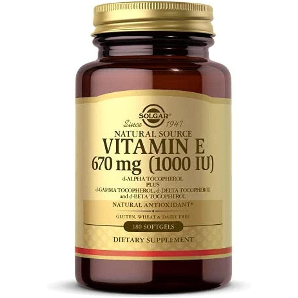 Solgar Vitamin E 670 Mg 1000 IU 180 Softgels Natural Antioxidant Skin And Immune Support