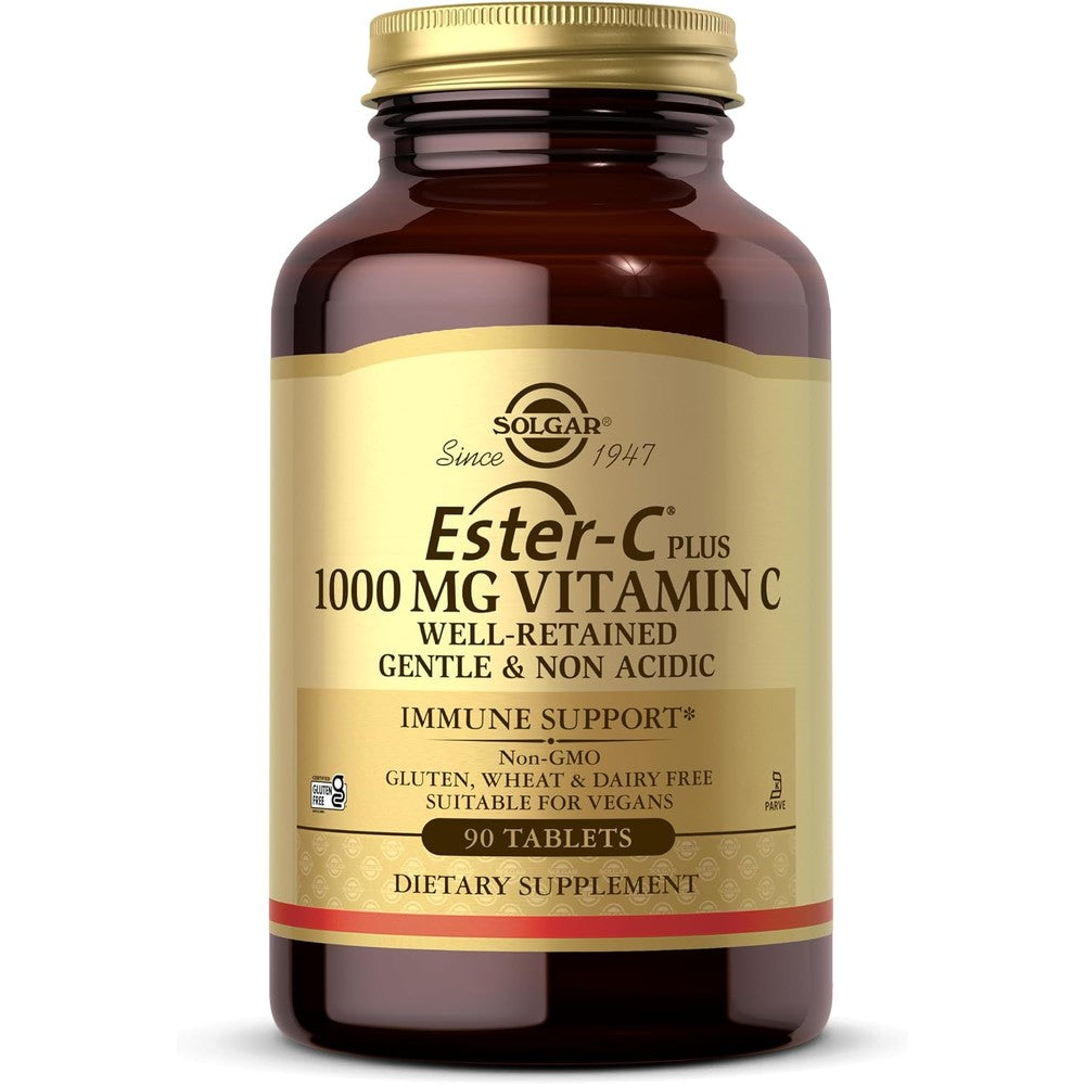 Solgar Ester-C Plus 1000 Milligram Vitamin C 90 Tablets Gentle Non Acidic Immune Support
