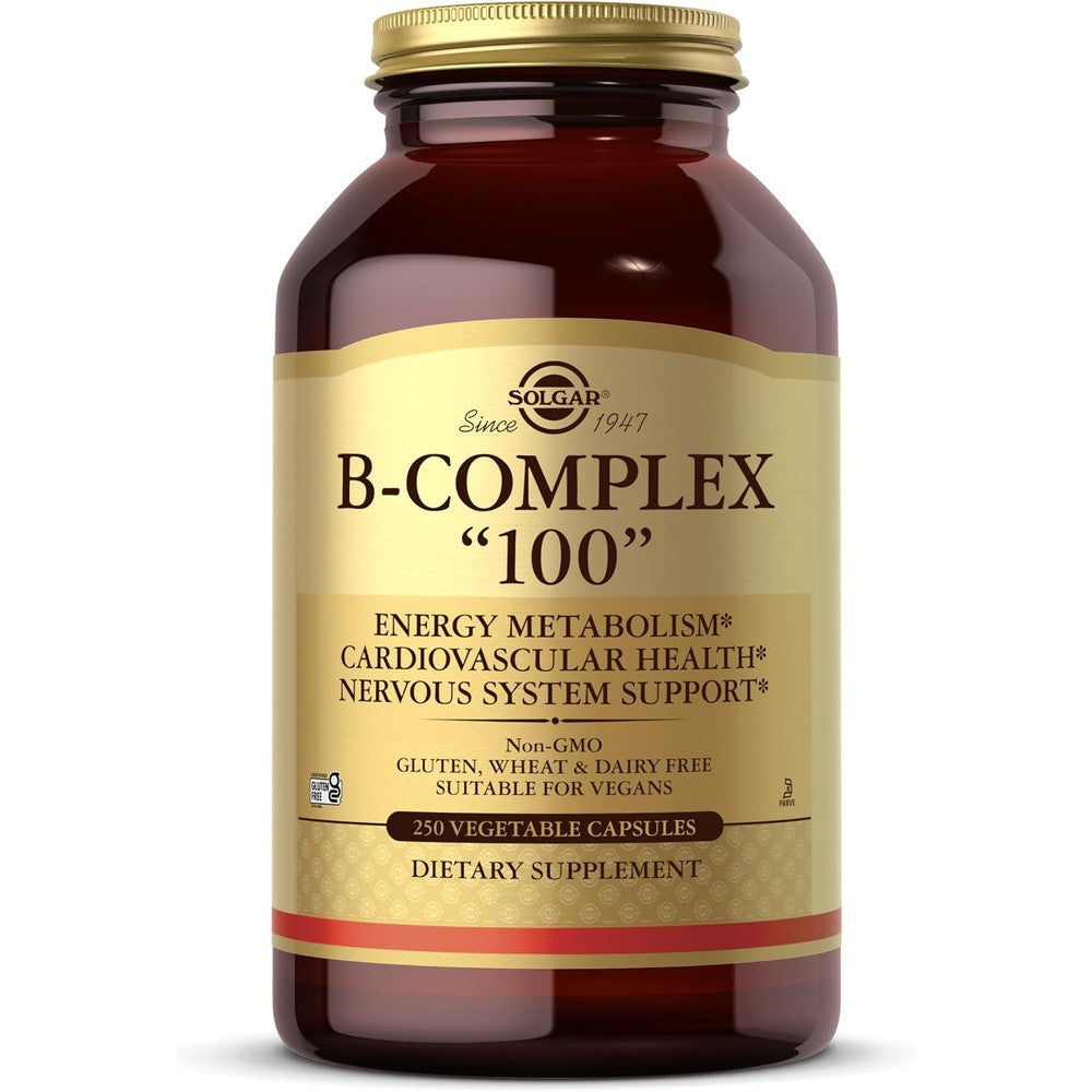 Solgar B-Complex 100 Extra High Potency 250 Vegetable Capsules For Energy Metabolism And Nervous System Support