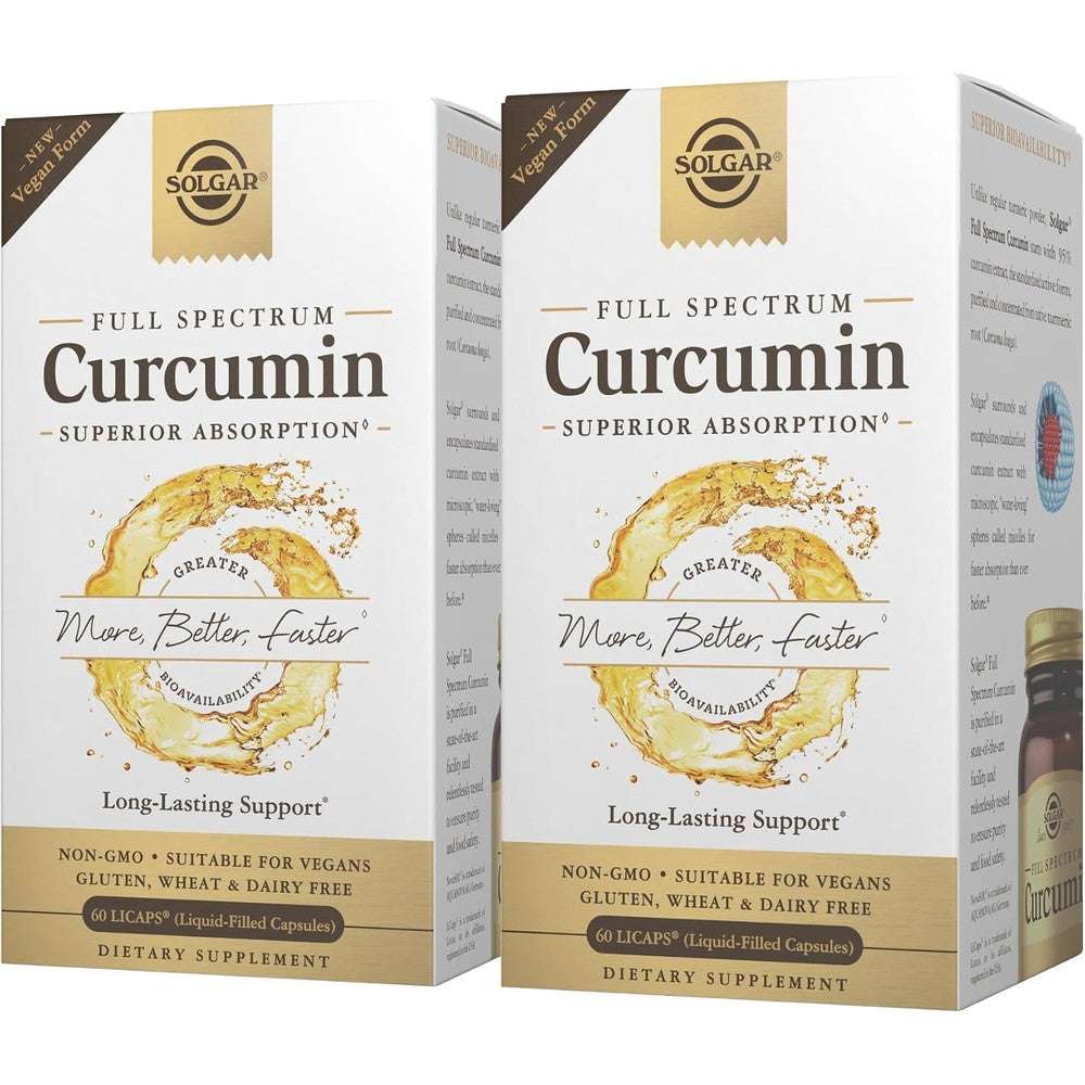 Solgar Full Spectrum Curcumin 60 Liquid Extract Softgels Pack Of 2 Total 120 Servings