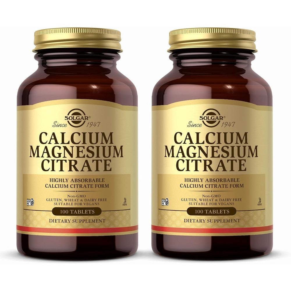 Solgar Calcium Magnesium Citrate 100 Tablets Pack Of 2 Non-GMO Vegan Gluten Free