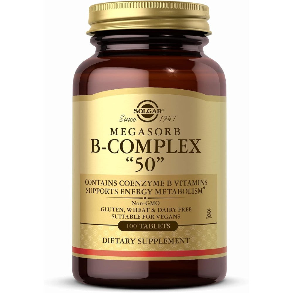 Solgar Megasorb B-Complex 50 Dietary Supplement 100 Tablets Authentic USA Import