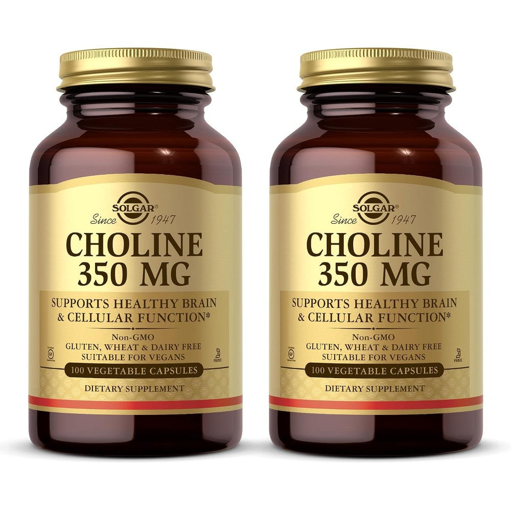 Solgar Choline 350 mg 100 Vegetable Capsules Pack Of 2 Non GMO Vegan
