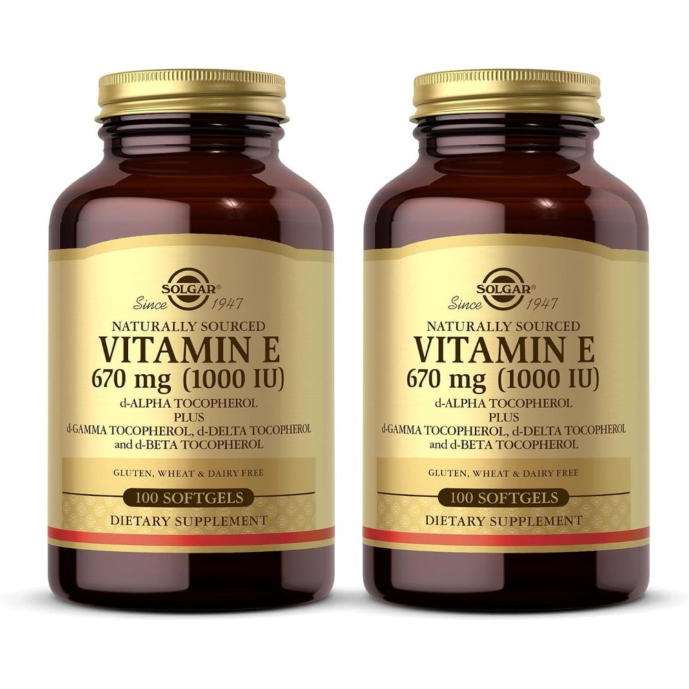 Solgar Vitamin E 670 Mg 1000 IU 100 Softgels Pack Of 2 Naturally Sourced Gluten Free Dairy Free