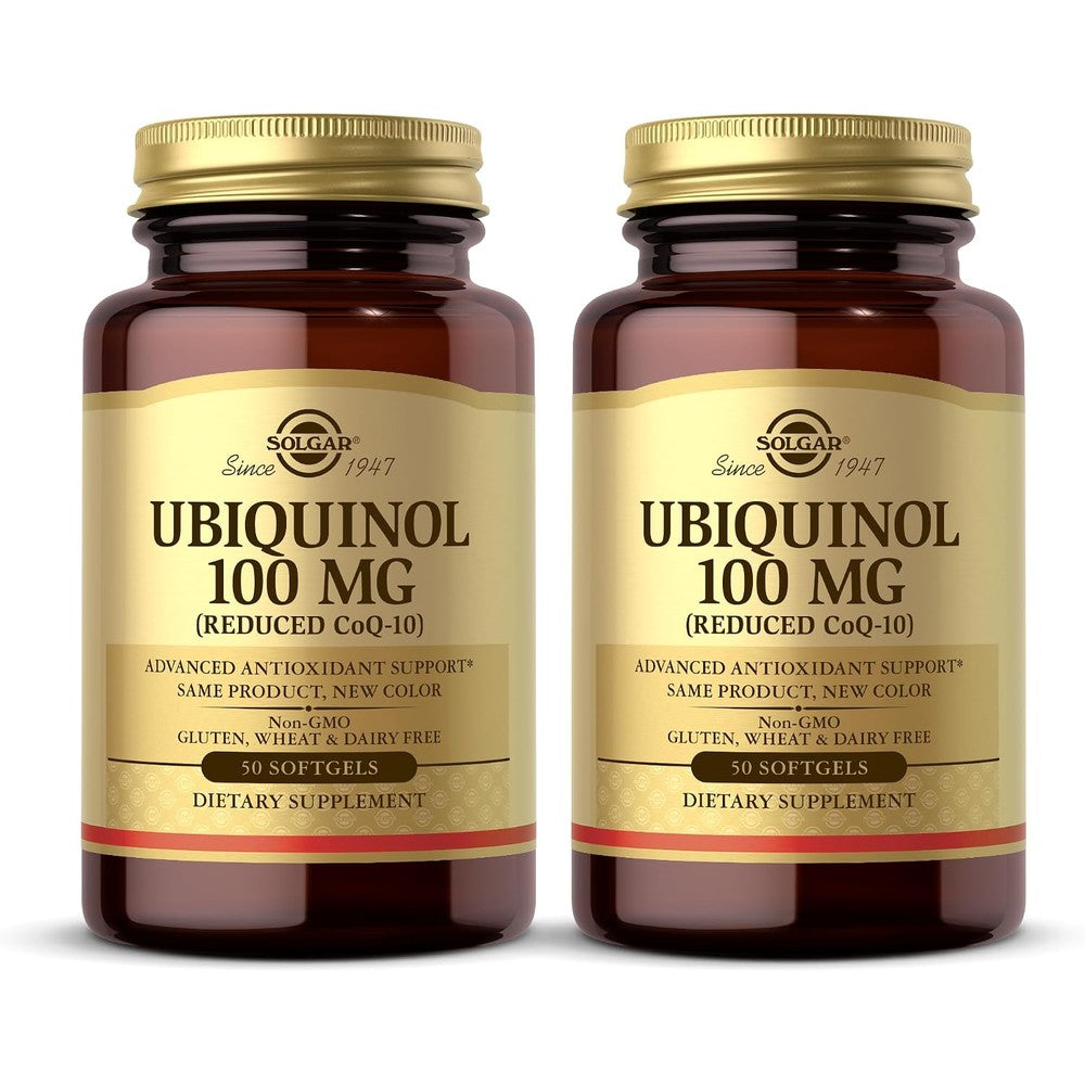 Solgar Ubiquinol 100 Milligram Reduced CoQ-10 50 Softgels Pack Of 2 Advanced Antioxidant Support