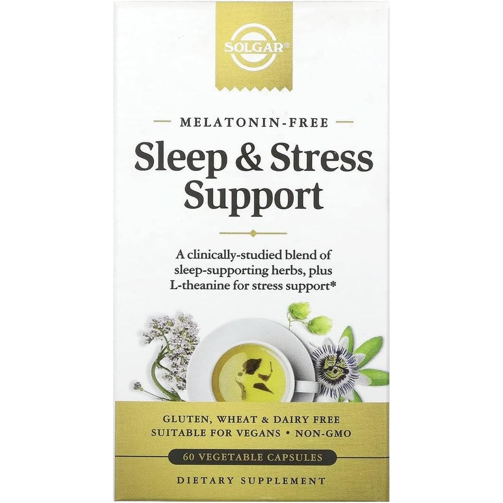 Solgar Sleep And Stress Support 60 Vegetable Capsules Melatonin Free Vegan Formula
