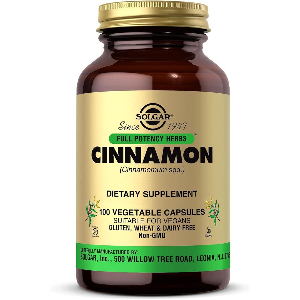 Solgar Full Potency Cinnamon Vegetable Capsules 100 Count