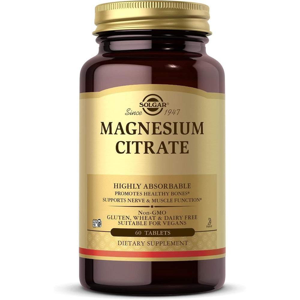 Solgar Magnesium Citrate 200 Milligrams Dietary Supplement Tablets 60 Count