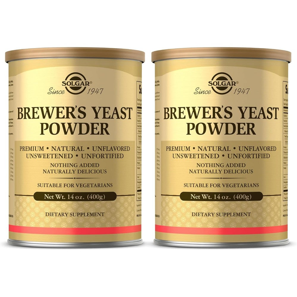 Solgar Brewer's Yeast Powder Natural Unflavored Dietary Supplement 14 Ounces Pack Of 2