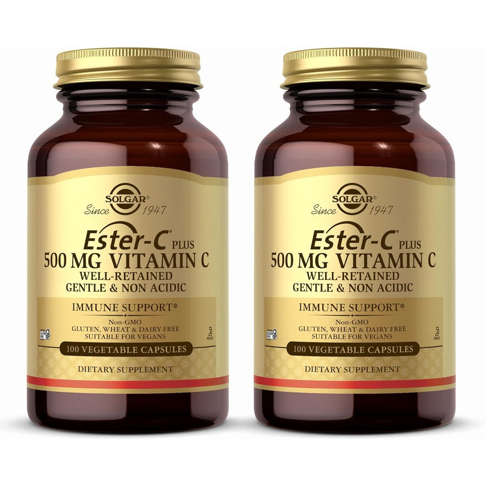 Solgar Ester-C Plus 500 mg Vitamin C Ascorbate Complex 100 Vegetable Capsules Pack of 2