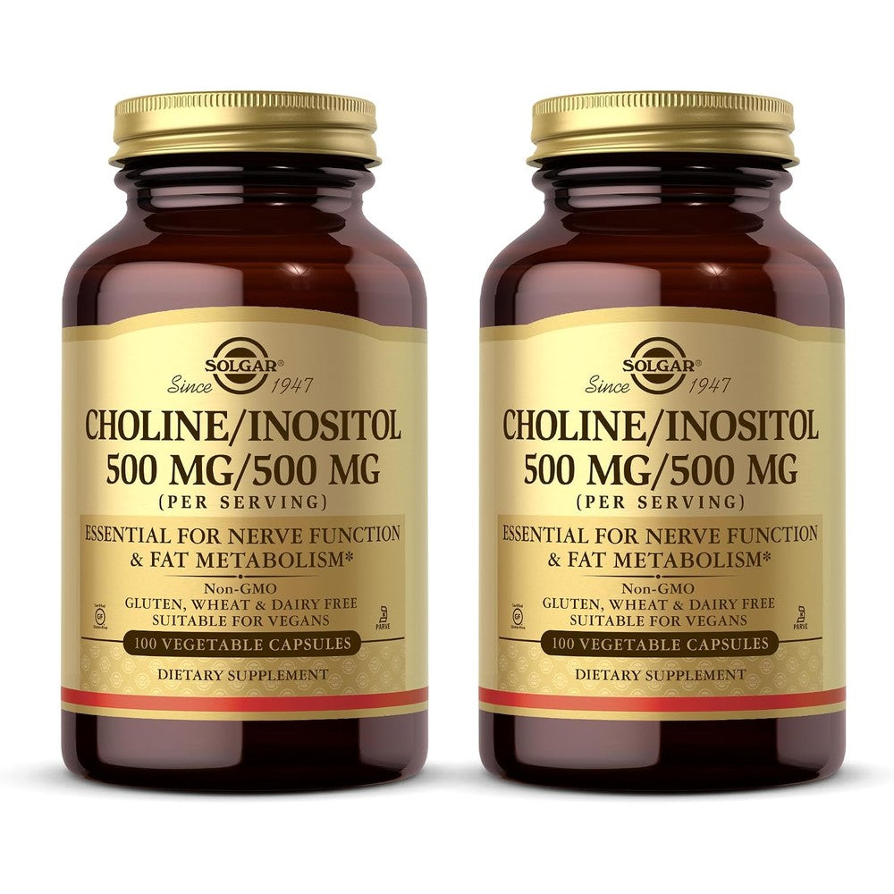 Solgar Choline Inositol 500 Milligram 500 Milligram 100 Vegetable Capsules Pack Of 2