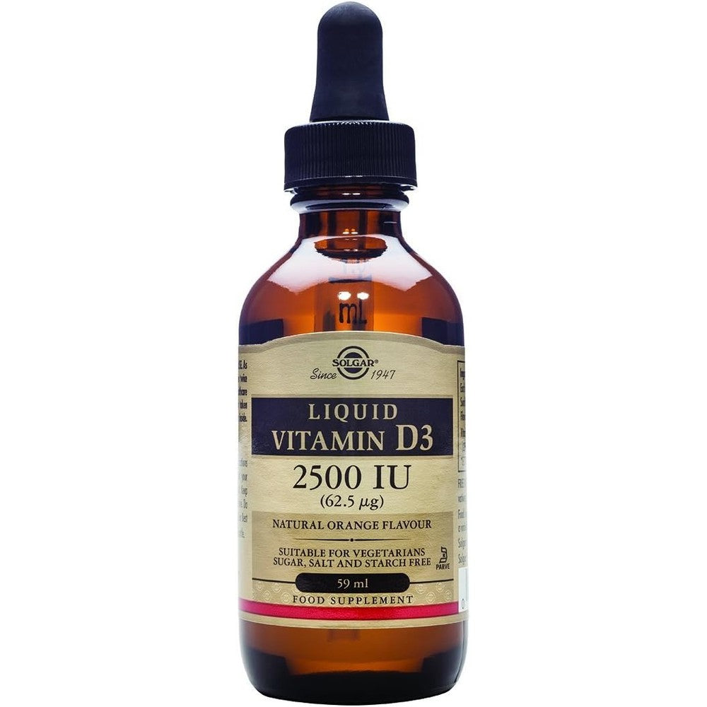 Solgar Liquid Vitamin D3 125 Mcg 5000 IU Natural Orange Flavor 2 Fluid Ounces