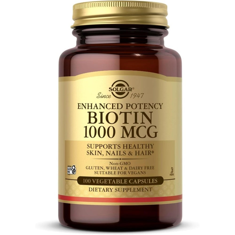 Solgar Biotin 1000 Mcg Enhanced Potency Vegetable Capsules 100 Count