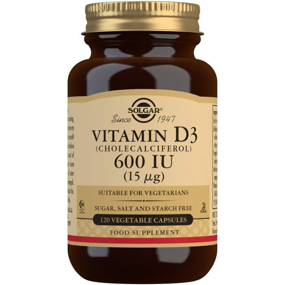 Solgar Vitamin D3 Cholecalciferol 15 mcg 600 IU 120 Vegetable Capsules