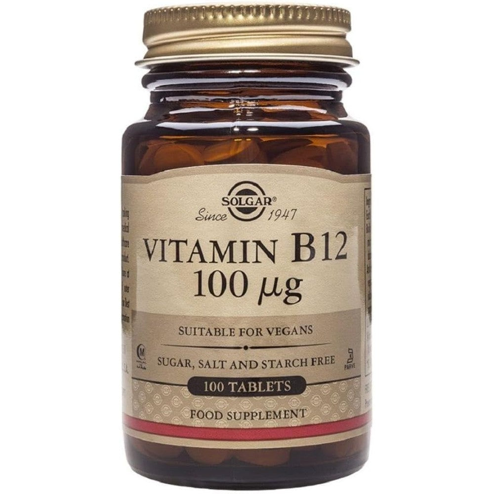 Solgar Vitamin B-12 100mcg 100 Tablets Energy Metabolism And Nervous System Support