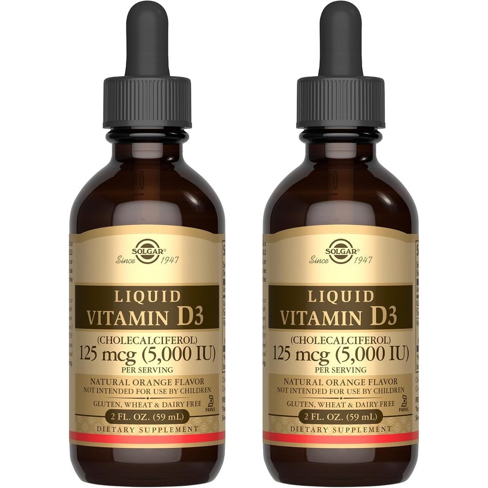 Solgar Liquid Vitamin D3 125 Mcg 5,000 IU Natural Orange Flavor 2 Fluid Ounces Pack Of 2