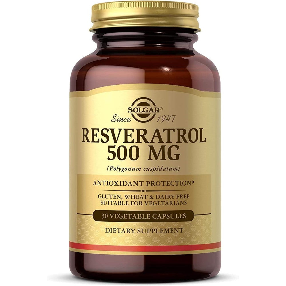 Solgar Resveratrol 500 mg, 30 Vegetable Capsules - Antioxidant Protection - Gluten Free, Dairy Free - 30 Servings
