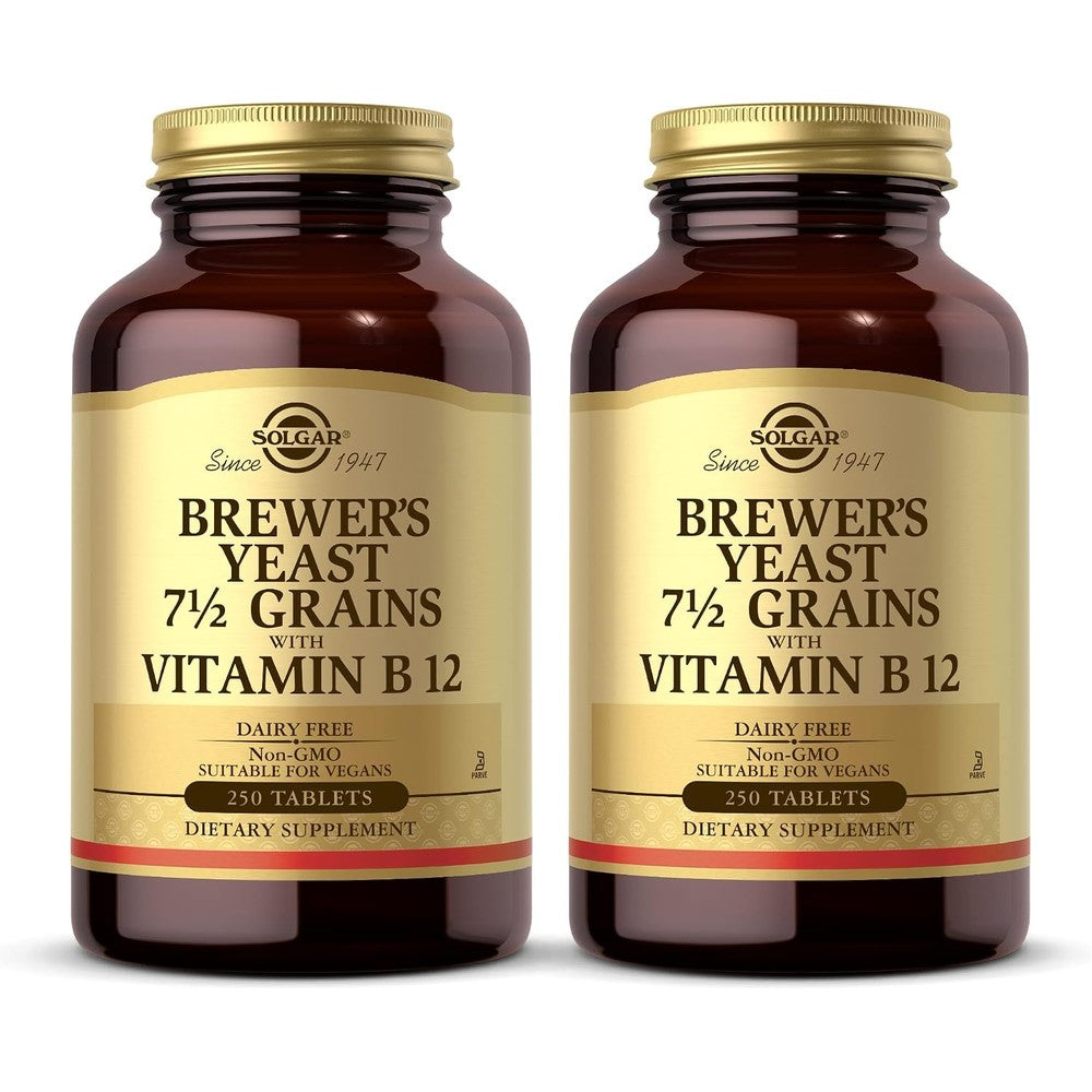 Solgar Brewer's Yeast 7 1/2 Grains With Vitamin B12 Tablets 250 Count Pack Of 2