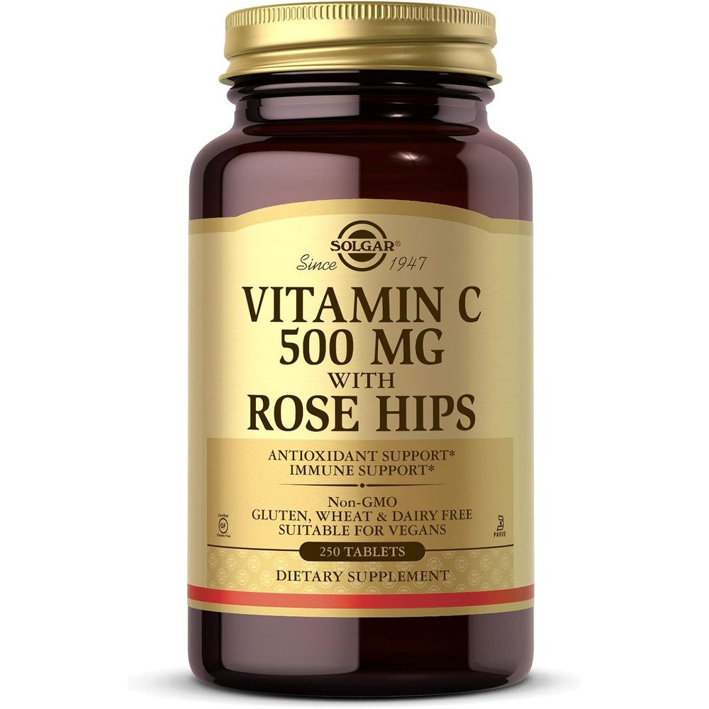 Solgar Vitamin C 500 Milligrams With Rose Hips 250 Tablets Antioxidant And Immune Support