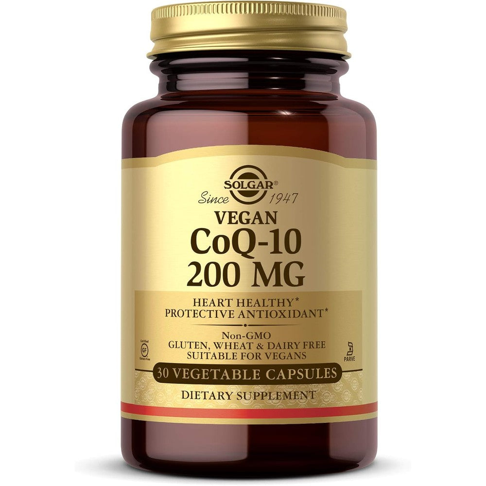 Solgar Vegetarian CoQ-10 200 mg, 30 Vegetable Capsules - Heart Healthy, Protective Antioxidant - Coenzyme Q10 Supplement