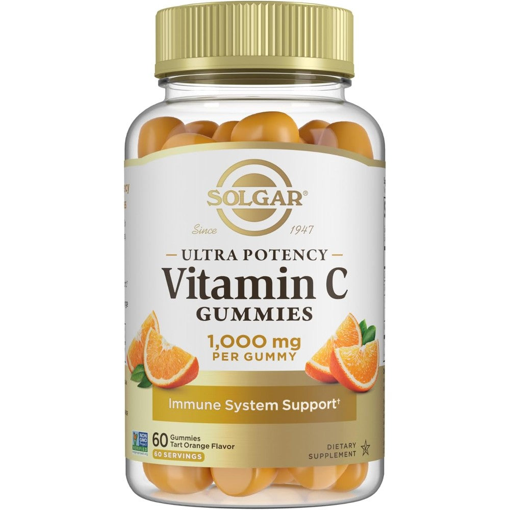 Solgar Vitamin C Gummies For Adults 1,000mg Ultra Potency Immune Support Tart Orange Flavor 60 Servings