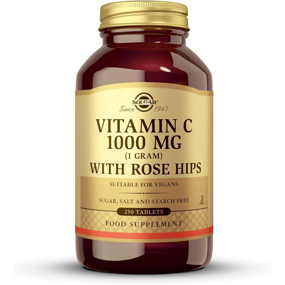 Solgar Vitamin C 1000 mg with Rose Hips Tablets, 250 Count - Immune Support and Antioxidant Formula