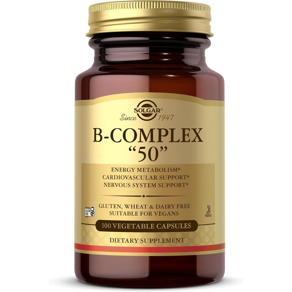 Solgar B-Complex 50 High Potency Dietary Supplement 100 Vegetable Capsules