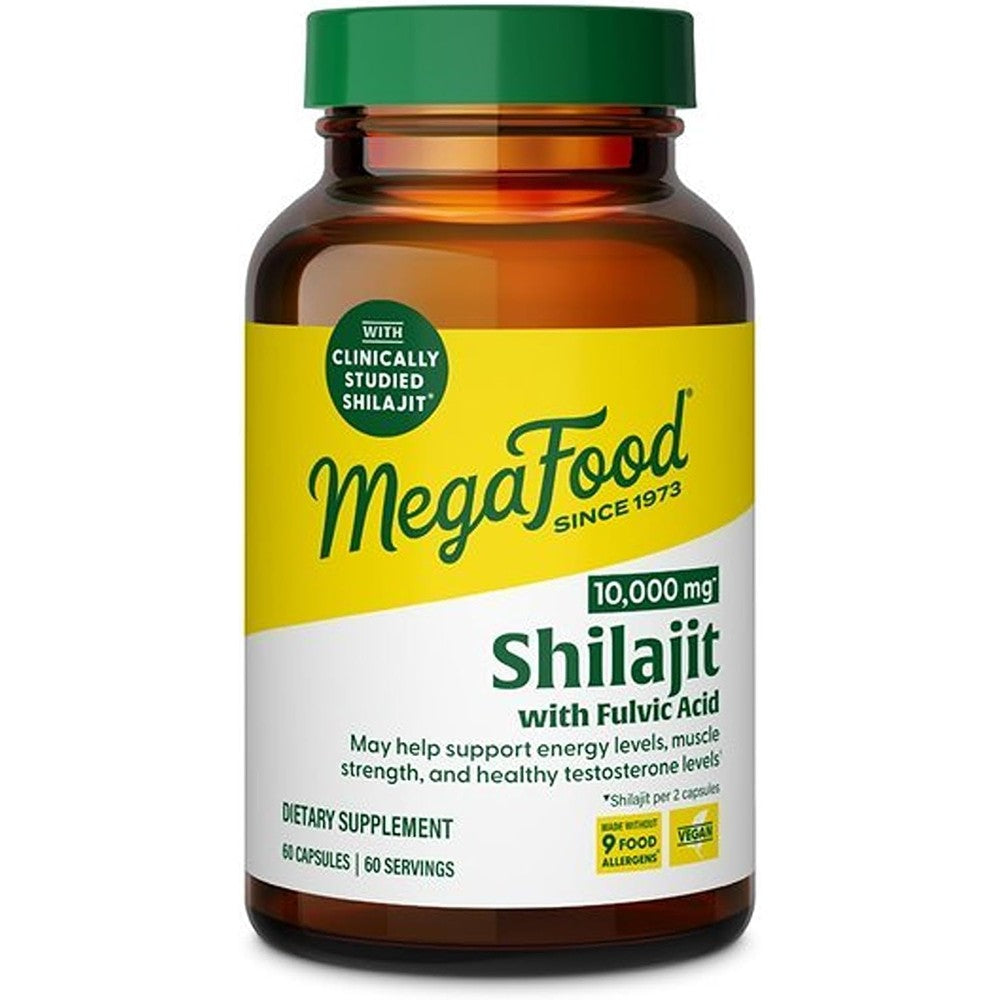 MegaFood Shilajit 10000mg Equivalent with Fulvic Acid Energy Support Vegan 60 Capsules 30 Servings