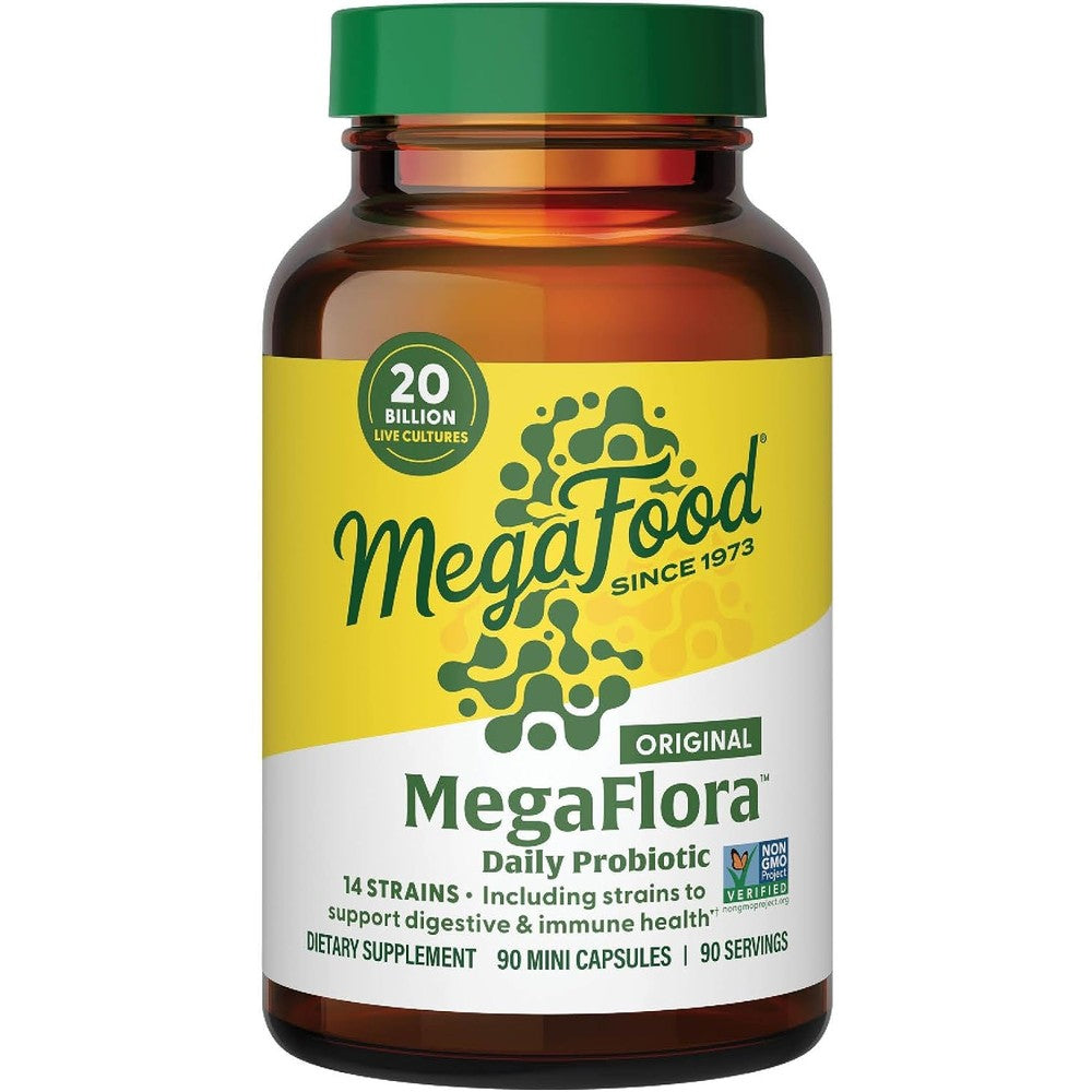 MegaFood MegaFlora Probiotic 20 Billion Live Cultures 90 Mini Capsules Daily Probiotics For Women And Men Digestive Health And Immune Support