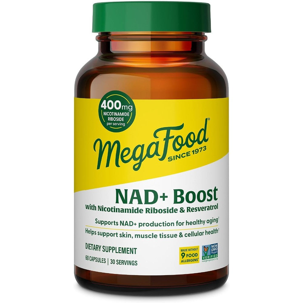 MegaFood NAD Boost Supplement With Nicotinamide Riboside And Resveratrol For Healthy Aging Vegan 60 Capsules