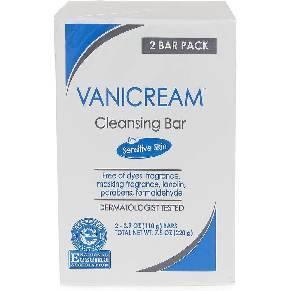 Vanicream Cleansing Bar Fragrance Gluten And Sulfate Free For Sensitive Skin 3.9 Ounce Pack of 2