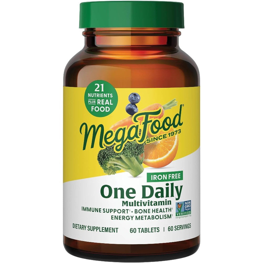 MegaFood One Daily Iron Free Multivitamin for Adults, 60 Tablets | Multivitamin for Women and Men, Immune Support Supplement, Cellular Energy, Musc...