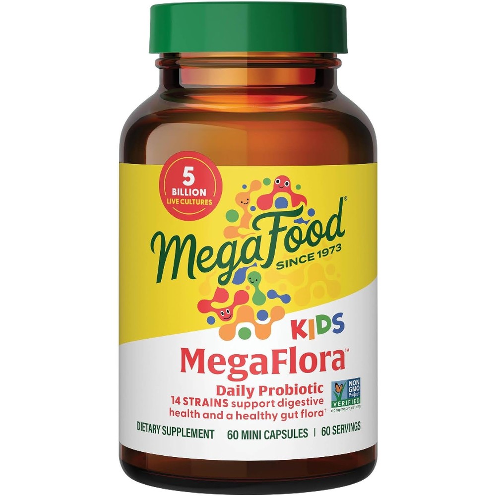 MegaFood MegaFlora Probiotics For Kids 5+, Gut Health, 60 Mini Capsules, Daily Probiotics For Digestive Health, Immune Support, And Healthy Gut Flo...
