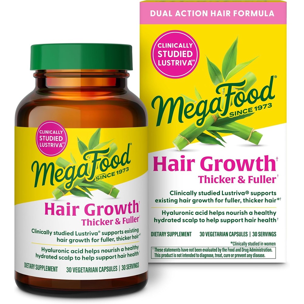 MegaFood Hair Growth Lustriva Hyaluronic Acid And Biotin 30 Capsules