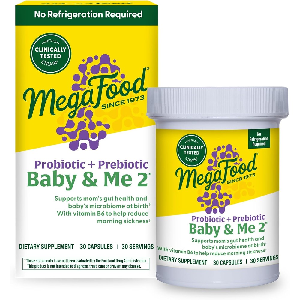 MegaFood Baby And Me 2 Prenatal Probiotic Prebiotic Supplement With Vitamin B6 For Digestive Health And Immune Support 30 Capsules