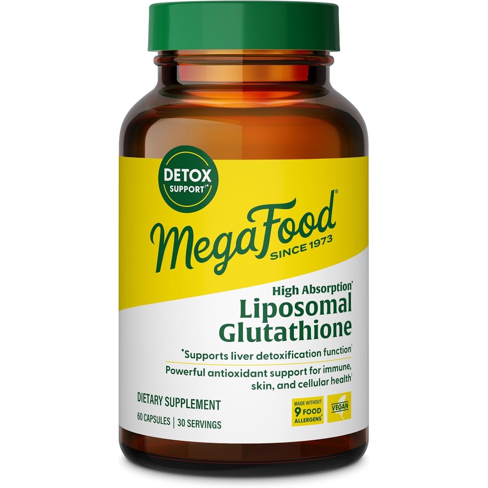 MegaFood High Absorption Liposomal Glutathione Supplement, 60 Capsules | Liver Detox And Antioxidant Support For Immune, Skin, Brain, Heart, And Ce...