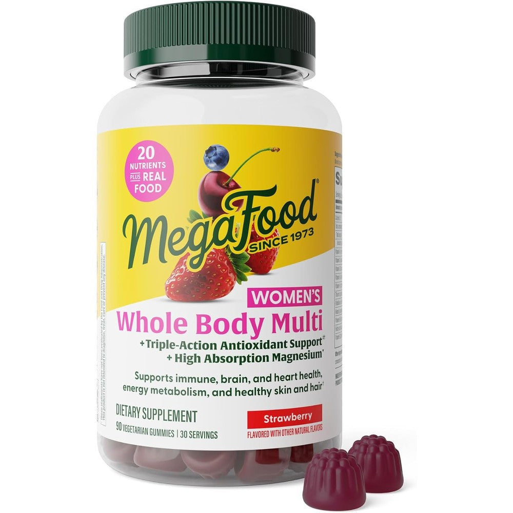 MegaFood Whole Body Gummies Multivitamin For Women Strawberry 90 Vegetarian Gummies 30 Servings