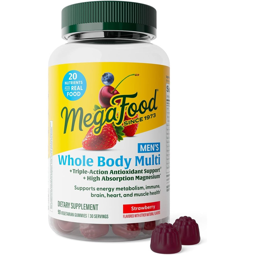 MegaFood Whole Body Multivitamin Gummies For Men Strawberry 90 Vegetarian Gummies