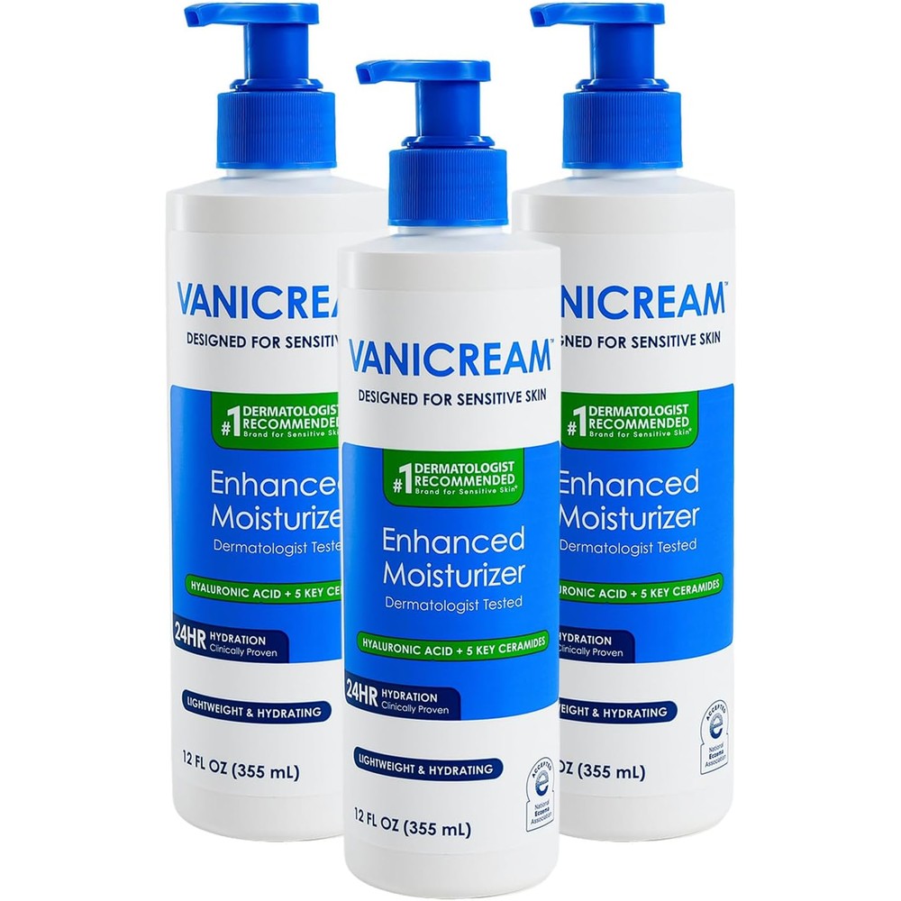 Vanicream Enhanced Moisturizer 12 Fluid Ounce Daily Body Lotion For Dry And Sensitive Skin Pack Of 3