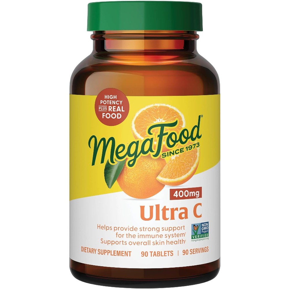 MegaFood Ultra C 400 Milligram Vitamin C Immune Support Supplement With Real Food Blend Vegan Non GMO Gluten Free 90 Tablets